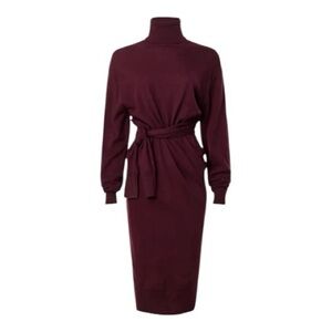 Vanessa Bruno Batilda Sweater Dress Turtleneck Long Sleeve Wool Linen Small